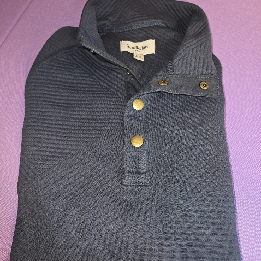 Goodfellow & Co Men's Dark Gray Textured Button Down Shirt - Picture 4 of 8